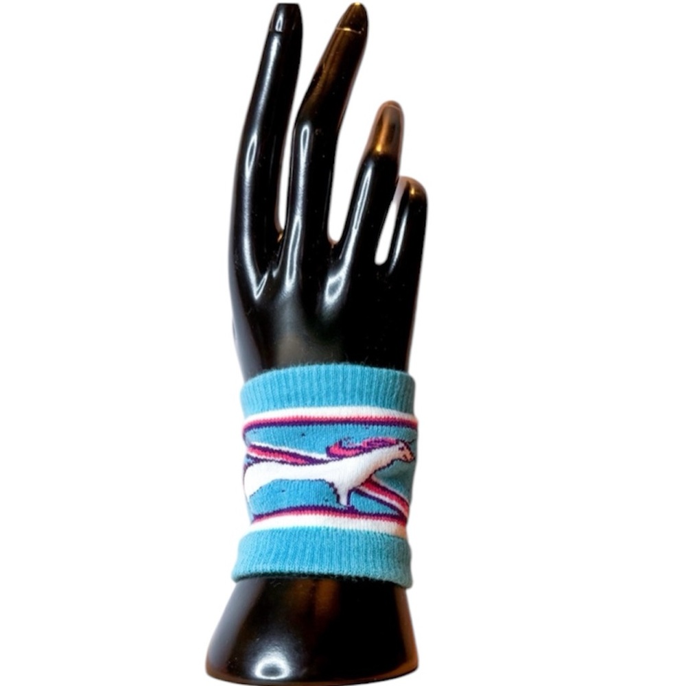 3/$15 Retro 80s Unicorn Sweatband Coffee Cup Sleeve Blue Retro Knit Accessory